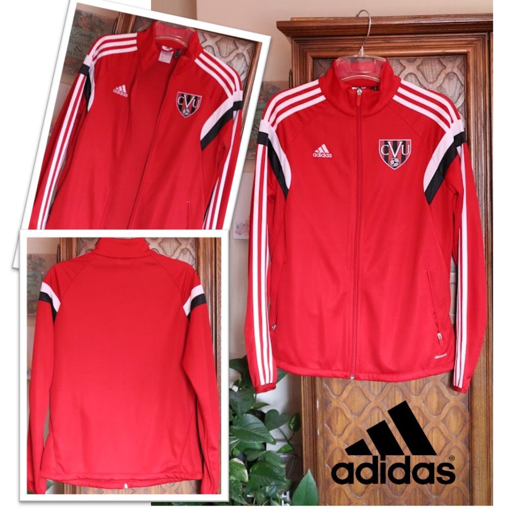 RELIST - Adidas 3 Stripes Soccer Tiro Track Jacket CVU Red/White 3-stripes - S - Picture 16 of 16